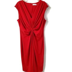Red Cinched Waist Calvin Klein Dress
